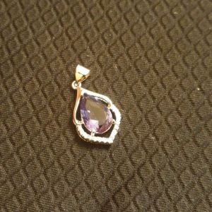 Amethyst tear drop pendant with necklace